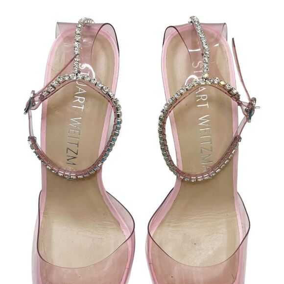 Stuart Weitzman Glam PVC Ankle Strap Pumps Pink Women’s Size 9 - Picture 5 of 13